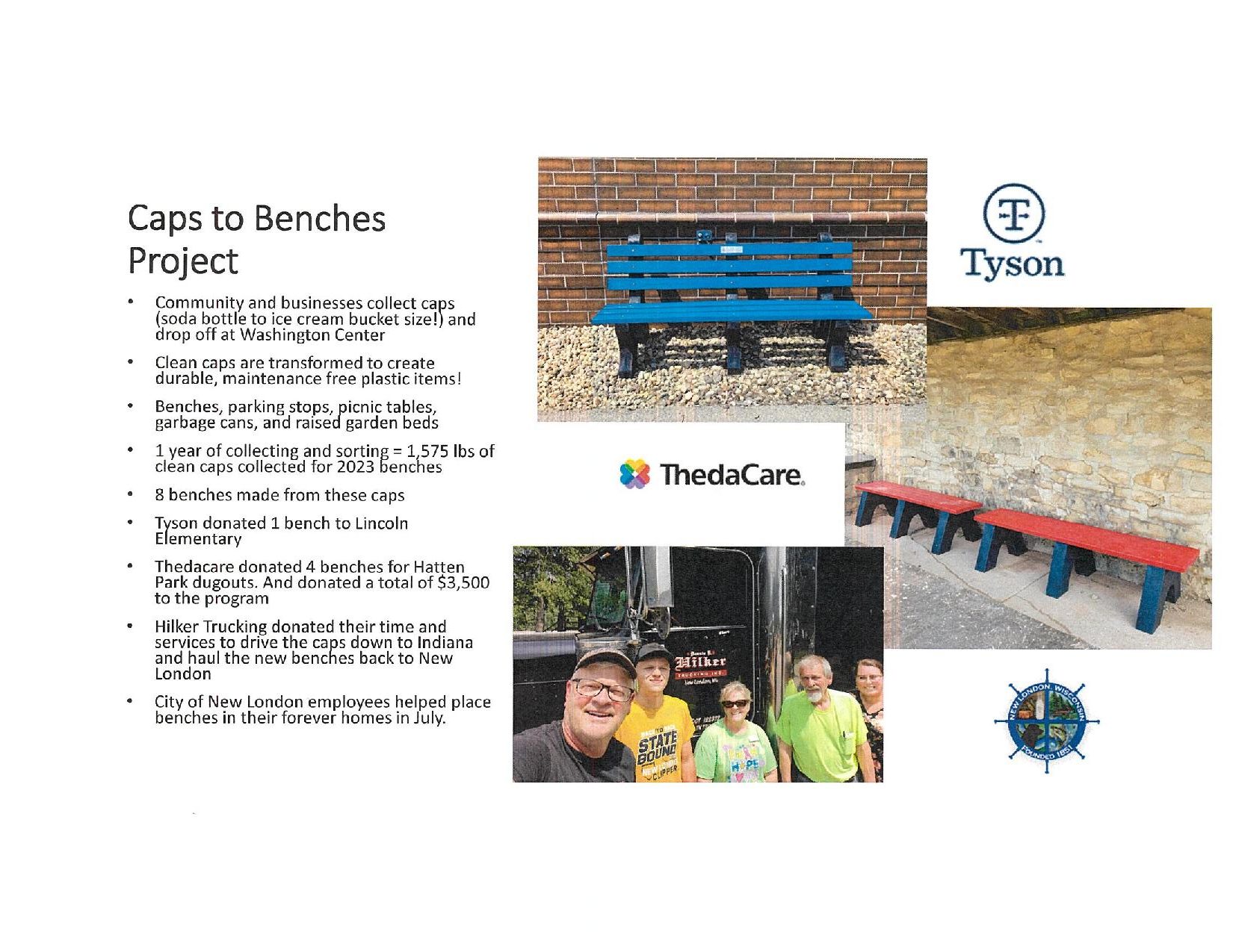 Caps to benches