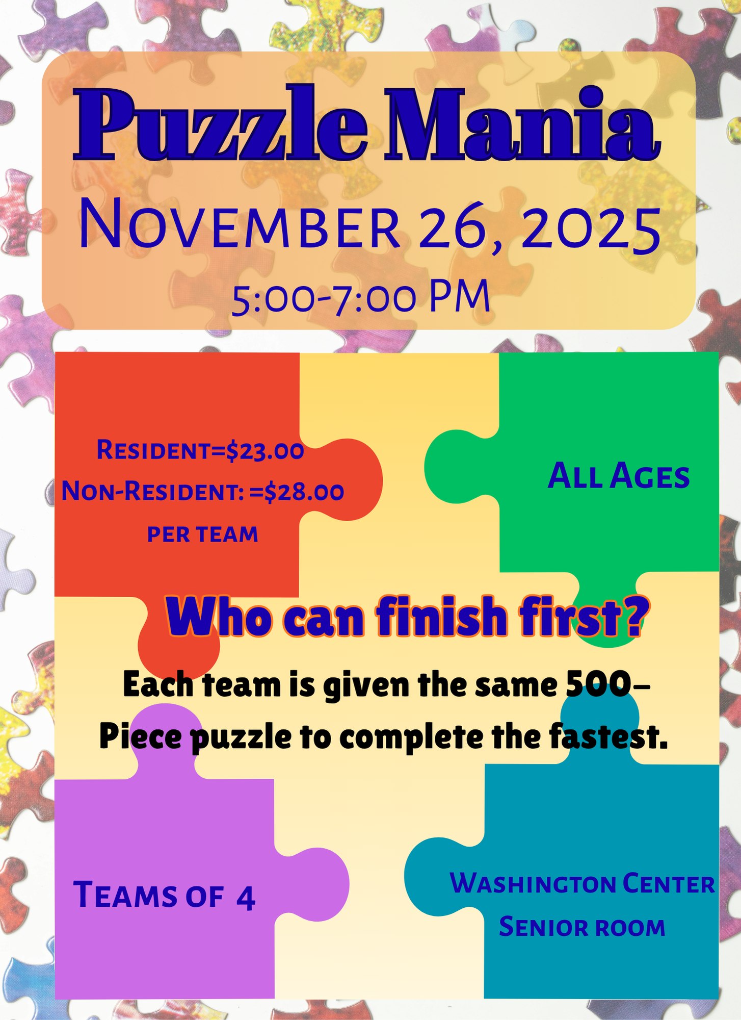 Puzzle Mania - 500 piece race with team of 4